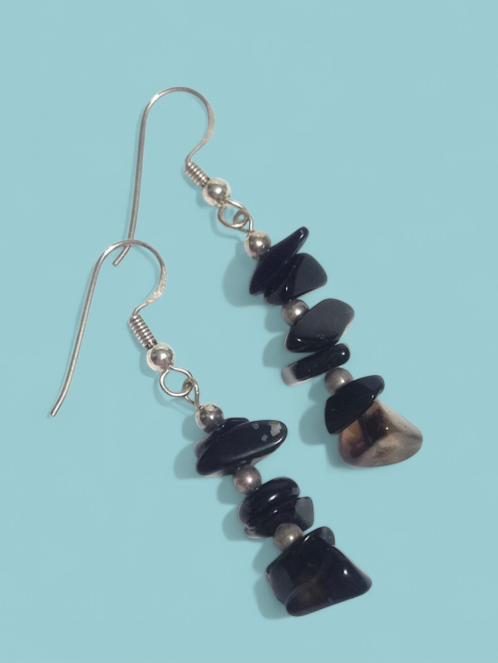 Silver Smoky Quartz Dangle Earrings 2"